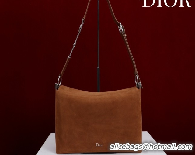 Discount Dior Suede Medium Shoulder Bag M14142 Caramel/Silver 2026