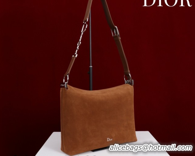 Discount Dior Suede Medium Shoulder Bag M14142 Caramel/Silver 2026