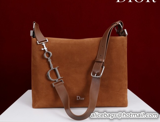 Discount Dior Suede Medium Shoulder Bag M14142 Caramel/Silver 2026