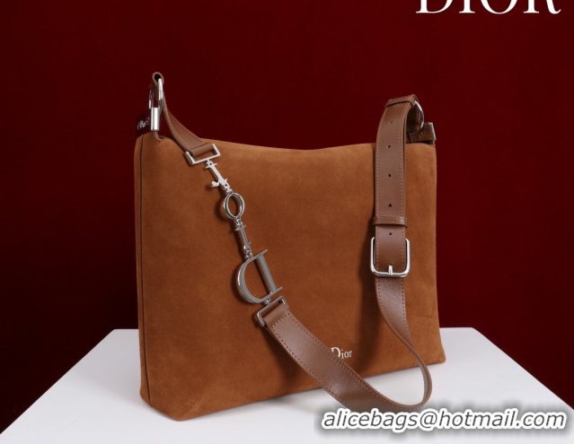 Discount Dior Suede Medium Shoulder Bag M14142 Caramel/Silver 2026