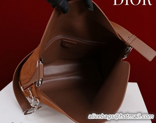 Discount Dior Suede Medium Shoulder Bag M14142 Caramel/Silver 2026