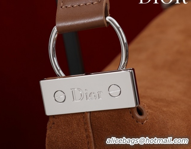 Discount Dior Suede Medium Shoulder Bag M14142 Caramel/Silver 2026