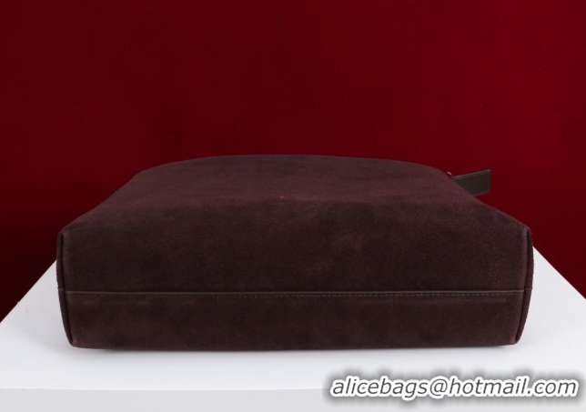 Low Cost Dior Suede Medium Shoulder Bag M14142 Dark Brown/Gold 2026