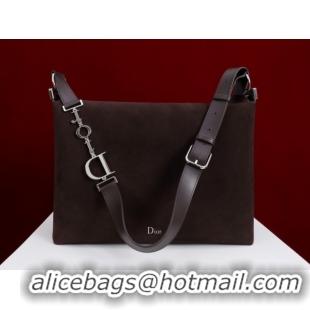Top Grade Dior Suede Medium Shoulder Bag M14142 Dark Brown/Silver 2026