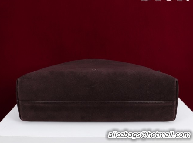 Top Grade Dior Suede Medium Shoulder Bag M14142 Dark Brown/Silver 2026