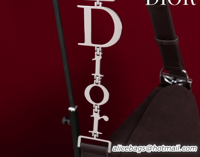 Top Grade Dior Suede Medium Shoulder Bag M14142 Dark Brown/Silver 2026