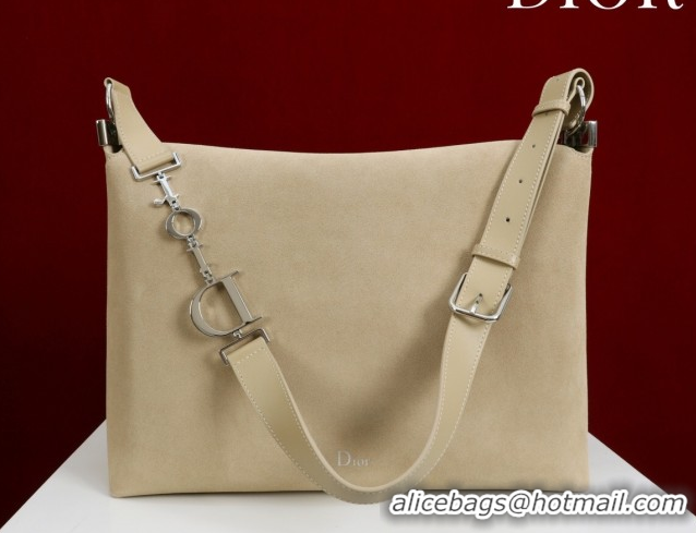 Luxurious Dior Suede Large Shoulder Bag L114144 Beige/Silver 2026