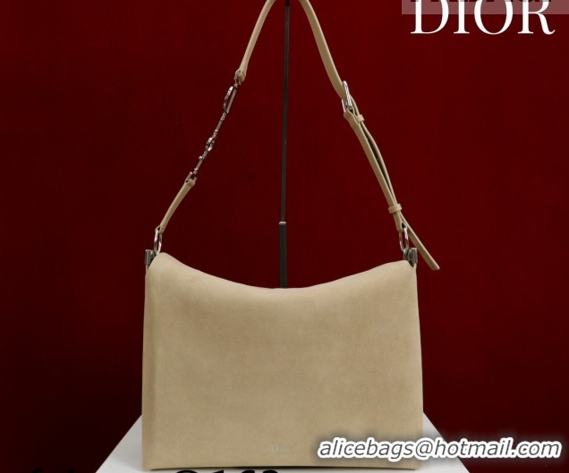 Luxurious Dior Suede Large Shoulder Bag L114144 Beige/Silver 2026