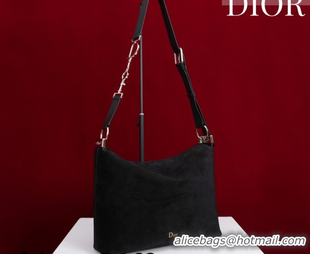 Best Grade Dior Suede Large Shoulder Bag L114144 Black/Gold 2026