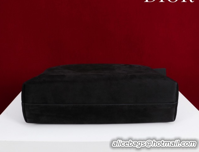 Best Grade Dior Suede Large Shoulder Bag L114144 Black/Gold 2026