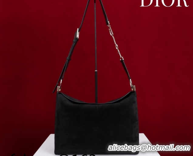 Best Grade Dior Suede Large Shoulder Bag L114144 Black/Gold 2026