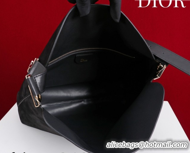 Best Grade Dior Suede Large Shoulder Bag L114144 Black/Gold 2026