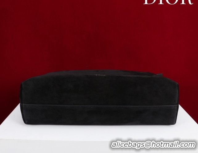 Cheap Price Dior Suede Large Shoulder Bag L114144 Black/Silver 2026