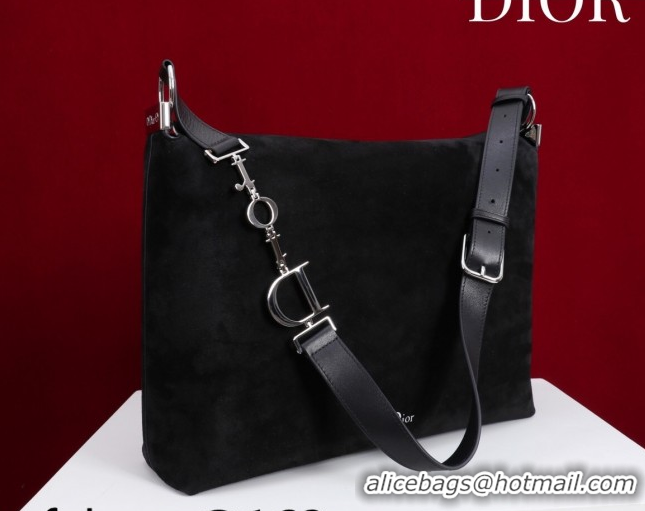 Cheap Price Dior Suede Large Shoulder Bag L114144 Black/Silver 2026