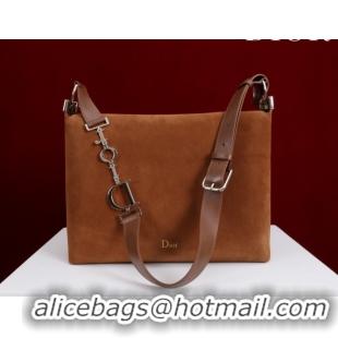 Classic Hot Dior Suede Large Shoulder Bag L114144 Caramel/Gold 026