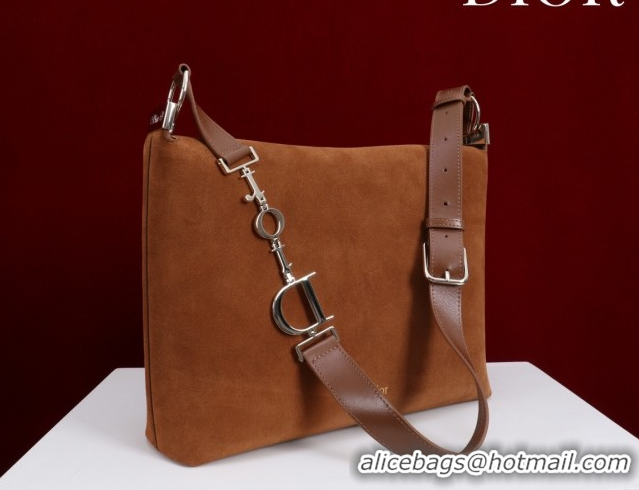Classic Hot Dior Suede Large Shoulder Bag L114144 Caramel/Gold 026