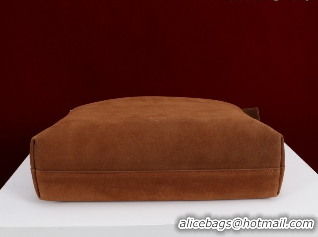 Classic Hot Dior Suede Large Shoulder Bag L114144 Caramel/Gold 026