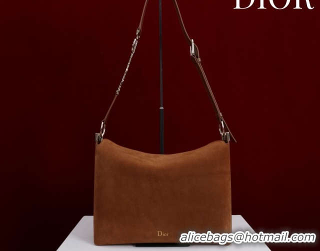 Classic Hot Dior Suede Large Shoulder Bag L114144 Caramel/Gold 026