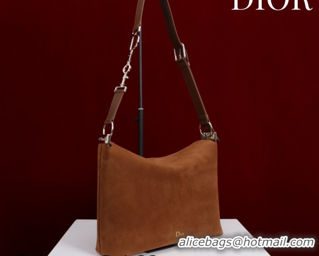 Classic Hot Dior Suede Large Shoulder Bag L114144 Caramel/Gold 026