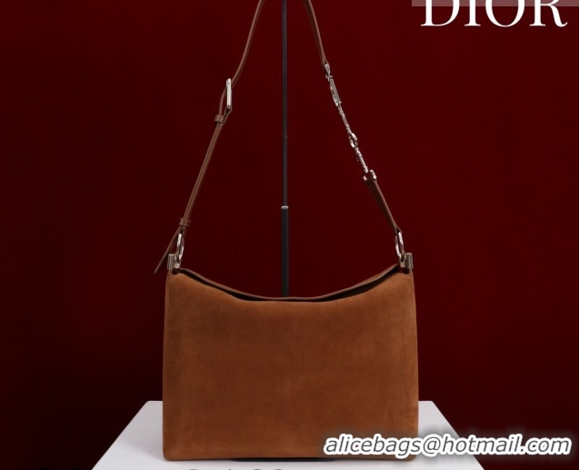 Classic Hot Dior Suede Large Shoulder Bag L114144 Caramel/Gold 026