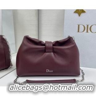 Top Design Dior Bow Small Bag in Lambskin Leather 0715PUQO Burgundy 2026