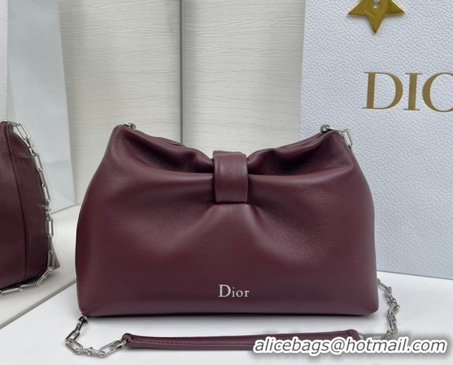 Top Design Dior Bow Small Bag in Lambskin Leather 0715PUQO Burgundy 2026