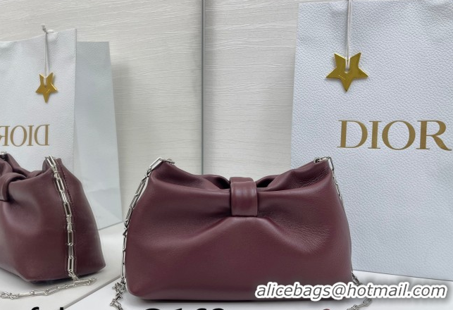 Top Design Dior Bow Small Bag in Lambskin Leather 0715PUQO Burgundy 2026