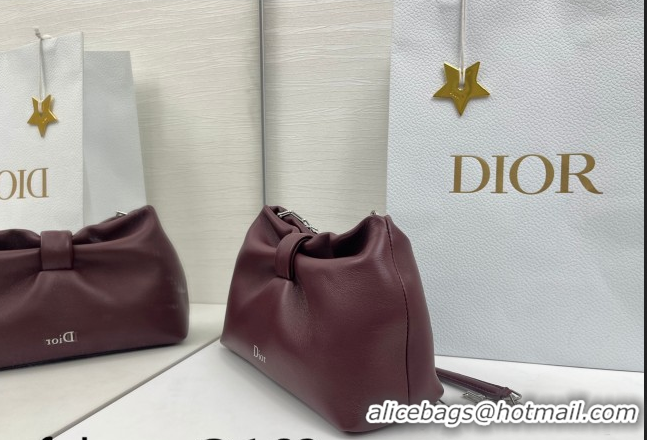Top Design Dior Bow Small Bag in Lambskin Leather 0715PUQO Burgundy 2026