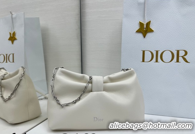 Grade Quality Dior Bow Small Bag in Lambskin Leather 0715PUQO White 026