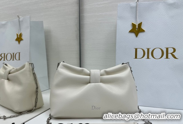 Grade Quality Dior Bow Small Bag in Lambskin Leather 0715PUQO White 026