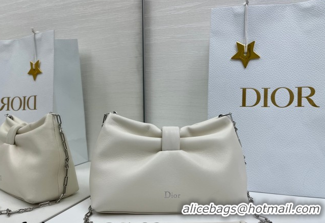Grade Quality Dior Bow Small Bag in Lambskin Leather 0715PUQO White 026