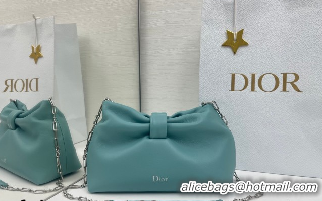 Unique Style Dior Bow Small Bag in Lambskin Leather 0715PUQO Blue Tourmaline 2026