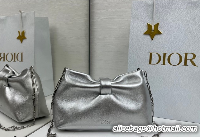 Best Price Dior Bow Small Bag in Lambskin Leather 0715PUQO Silver 2026