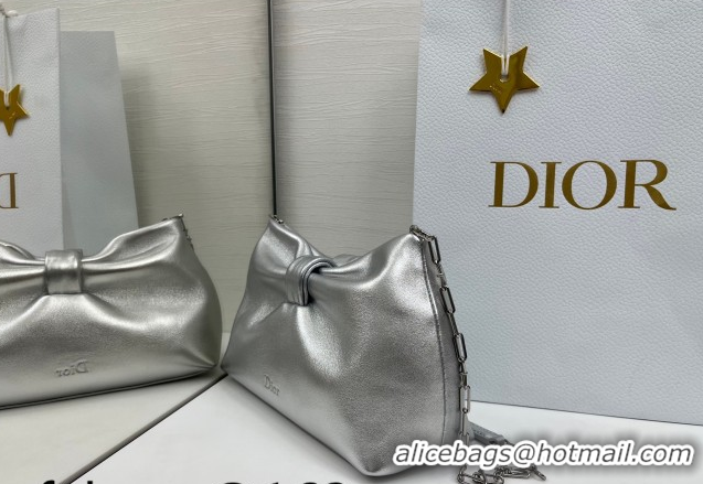 Best Price Dior Bow Small Bag in Lambskin Leather 0715PUQO Silver 2026