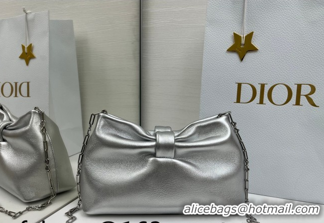 Best Price Dior Bow Small Bag in Lambskin Leather 0715PUQO Silver 2026