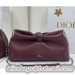Pretty Style Dior Bow Medium Bag in Lambskin Leather Burgundy 0715PUQO Burgundy 2026