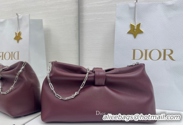 Pretty Style Dior Bow Medium Bag in Lambskin Leather Burgundy 0715PUQO Burgundy 2026