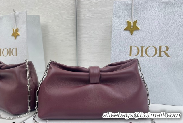 Pretty Style Dior Bow Medium Bag in Lambskin Leather Burgundy 0715PUQO Burgundy 2026