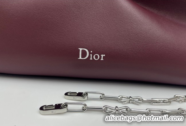 Pretty Style Dior Bow Medium Bag in Lambskin Leather Burgundy 0715PUQO Burgundy 2026