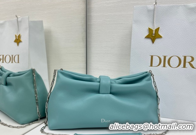 Shop Duplicate Dior Bow Medium Bag in Lambskin Leather 0715PUQO Blue Tourmaline 2026