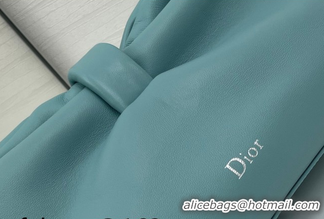 Shop Duplicate Dior Bow Medium Bag in Lambskin Leather 0715PUQO Blue Tourmaline 2026