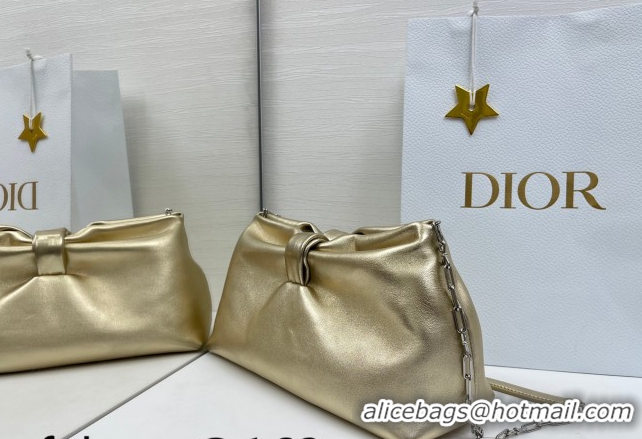 Shop Cheap Dior Bow Medium Bag in Lambskin Leather 0715PUQO Gold 2026