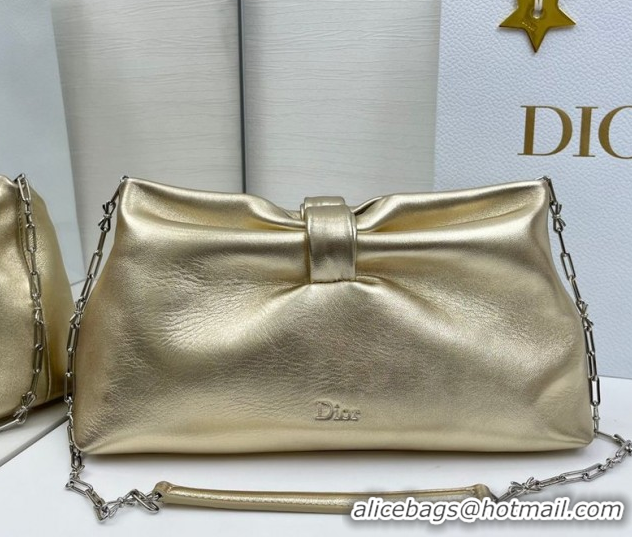 Shop Cheap Dior Bow Medium Bag in Lambskin Leather 0715PUQO Gold 2026