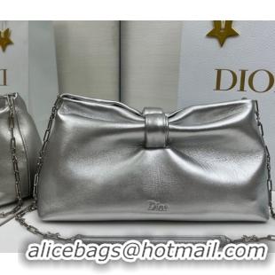 Leisure Dior Bow Medium Bag in Lambskin Leather 0715PUQO Silver 2026