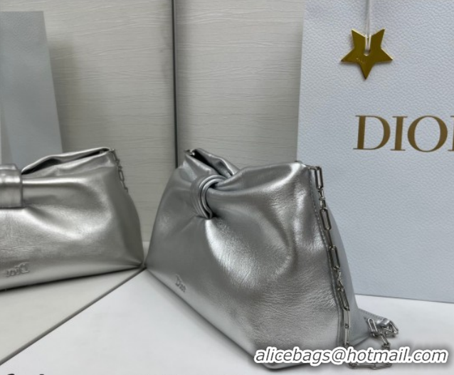 Leisure Dior Bow Medium Bag in Lambskin Leather 0715PUQO Silver 2026