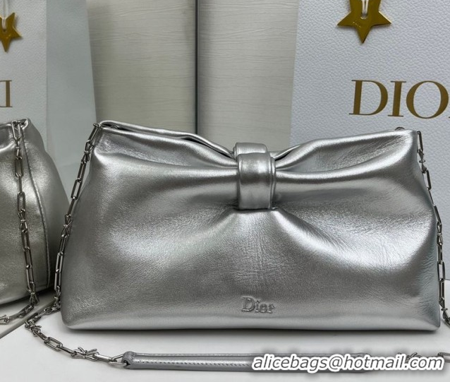 Leisure Dior Bow Medium Bag in Lambskin Leather 0715PUQO Silver 2026
