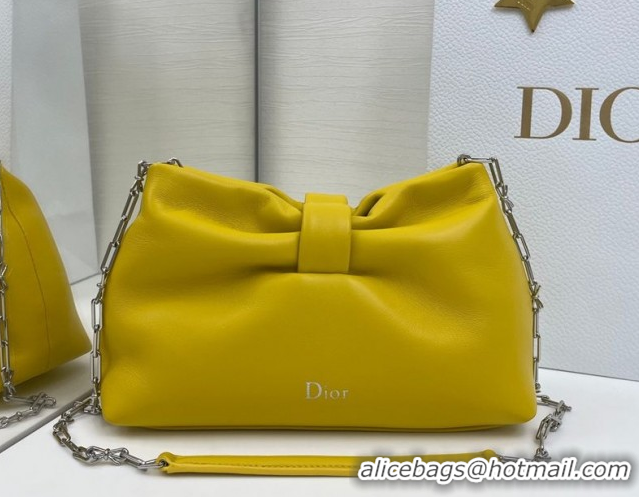 Generous Dior Bow Small Bag in Lambskin Leather 0715PUQO Buttercup Yellow 2026