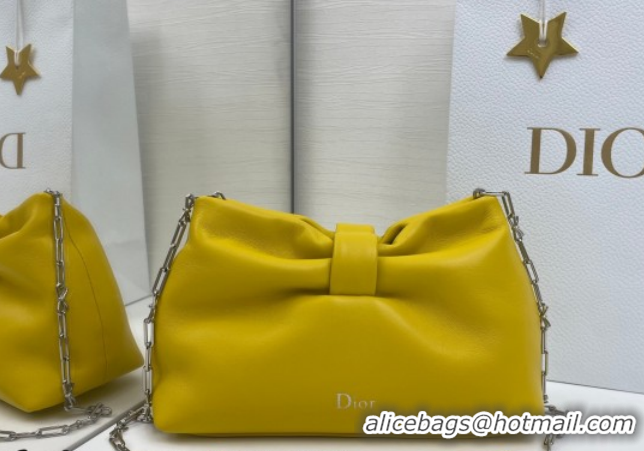 Generous Dior Bow Small Bag in Lambskin Leather 0715PUQO Buttercup Yellow 2026