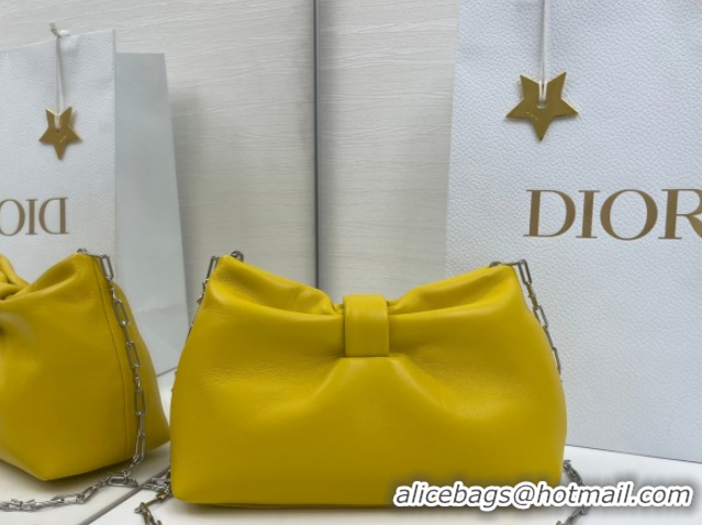 Generous Dior Bow Small Bag in Lambskin Leather 0715PUQO Buttercup Yellow 2026
