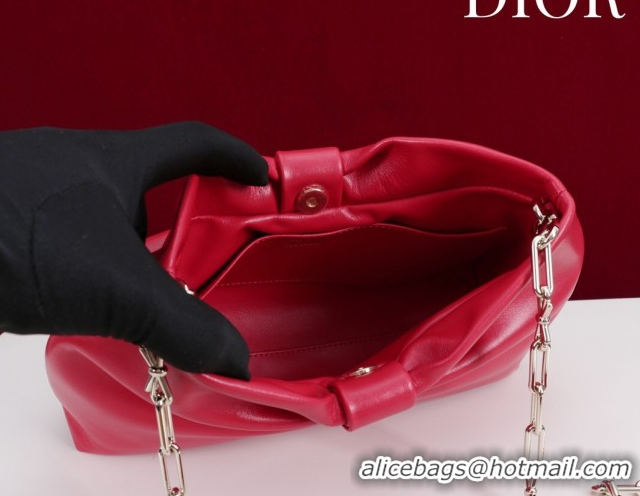 Luxurious Dior Bow Small Bag in Lambskin Leather 0714S Red 2026